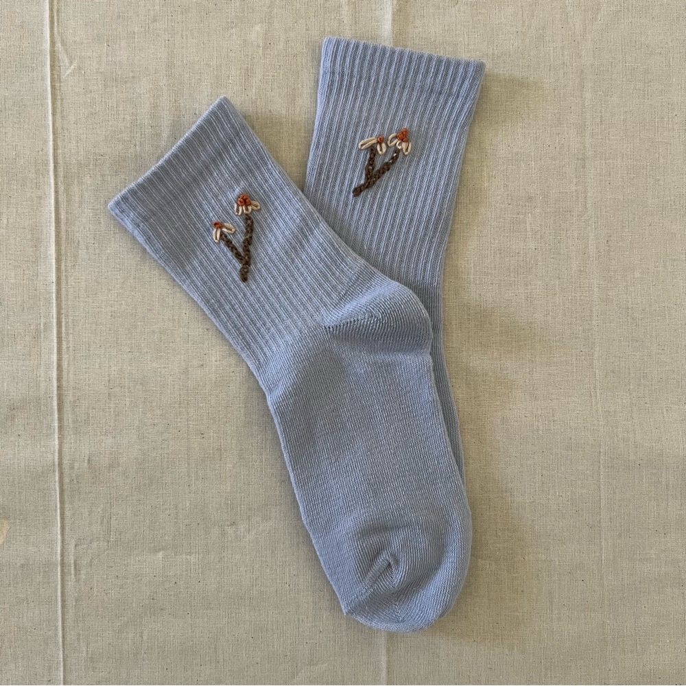 Embroidery handmade flower sock toddler